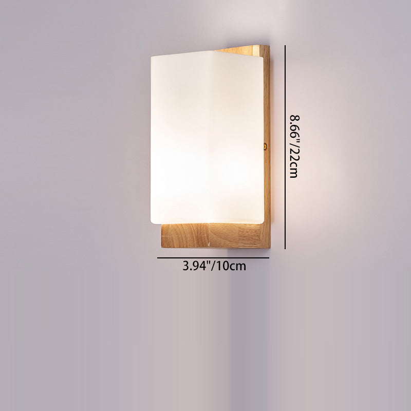 Applique da Parete Tradizionale Giapponese in Vetro e Legno con 1 Luce per Soggiorno