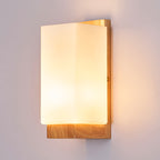 Applique da Parete Tradizionale Giapponese in Vetro e Legno con 1 Luce per Soggiorno