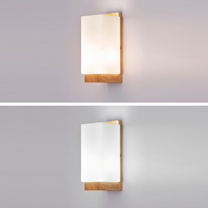 Applique da Parete Tradizionale Giapponese in Vetro e Legno con 1 Luce per Soggiorno