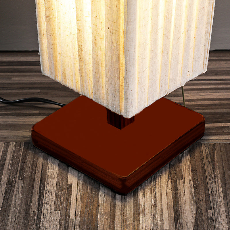 Lampada da Terra LED Tradizionale Giapponese a Colonna Rettangolare in Legno di Noce per Soggiorno
