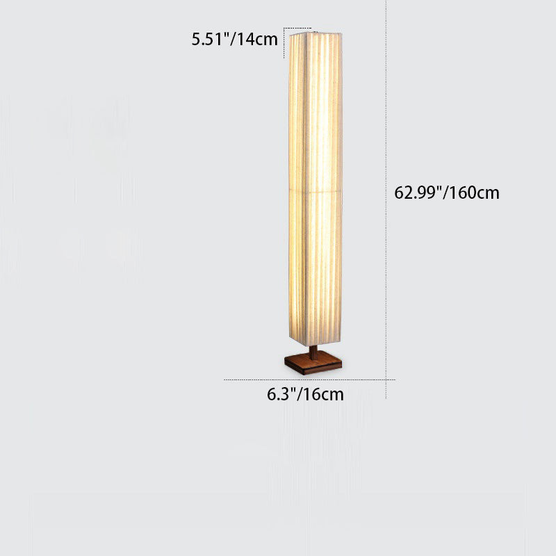 Lampada da Terra LED Tradizionale Giapponese a Colonna Rettangolare in Legno di Noce per Soggiorno