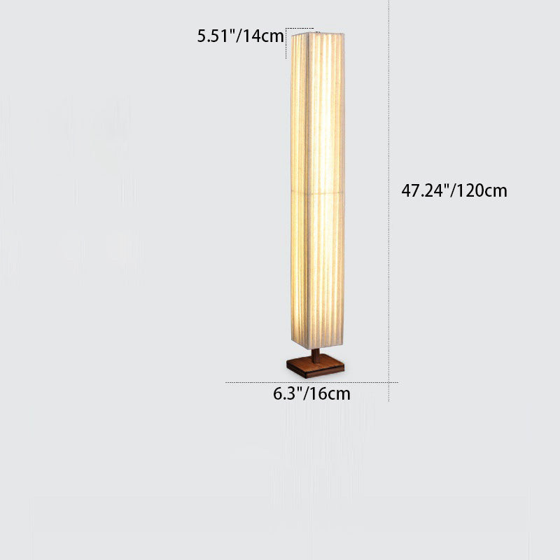 Lampada da Terra LED Tradizionale Giapponese a Colonna Rettangolare in Legno di Noce per Soggiorno