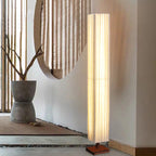 Lampada da Terra LED Tradizionale Giapponese a Colonna Rettangolare in Legno di Noce per Soggiorno