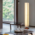 Lampada da Terra LED Tradizionale Giapponese a Colonna Rettangolare in Legno di Noce per Soggiorno