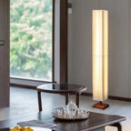 Lampada da Terra LED Tradizionale Giapponese a Colonna Rettangolare in Legno di Noce per Soggiorno