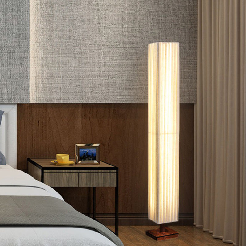 Lampada da Terra LED Tradizionale Giapponese a Colonna Rettangolare in Legno di Noce per Soggiorno