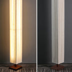 Lampada da Terra LED Tradizionale Giapponese a Colonna Rettangolare in Legno di Noce per Soggiorno