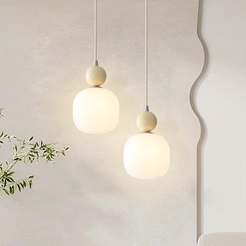 Lampada a sospensione cilindrica in resina PE nordica contemporanea a 1 luce per comodino