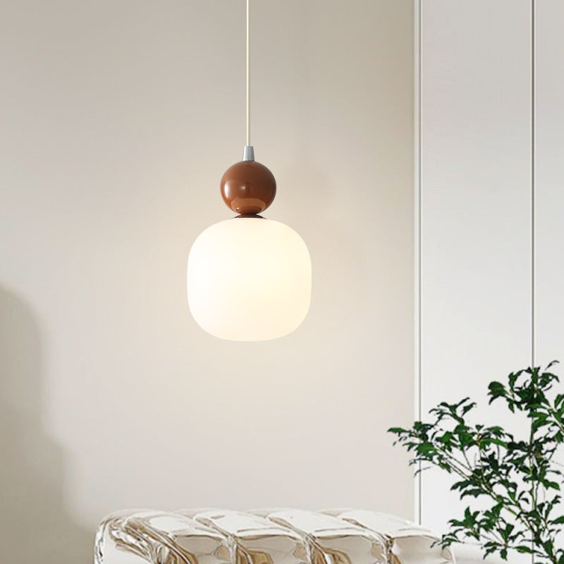 Lampada a sospensione cilindrica in resina PE nordica contemporanea a 1 luce per comodino