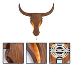 Lampada da Parete LED a Testa di Mucca in Legno Massello Rustico Tradizionale per Corridoio