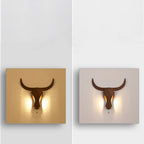 Lampada da Parete LED a Testa di Mucca in Legno Massello Rustico Tradizionale per Corridoio