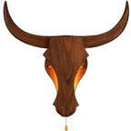 Lampada da Parete LED a Testa di Mucca in Legno Massello Rustico Tradizionale per Corridoio