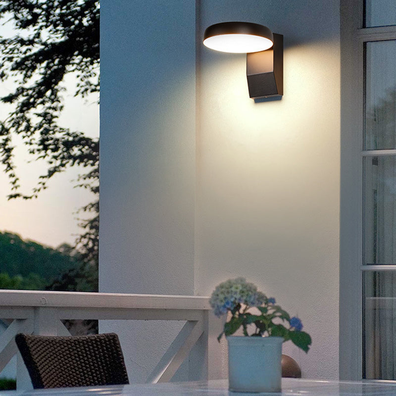 Lampada da parete LED rotonda quadrata in alluminio PC impermeabile rotante minimalista moderna per patio esterno