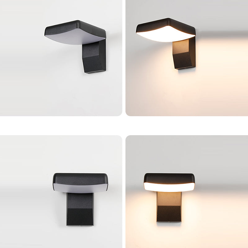 Lampada da parete LED rotonda quadrata in alluminio PC impermeabile rotante minimalista moderna per patio esterno