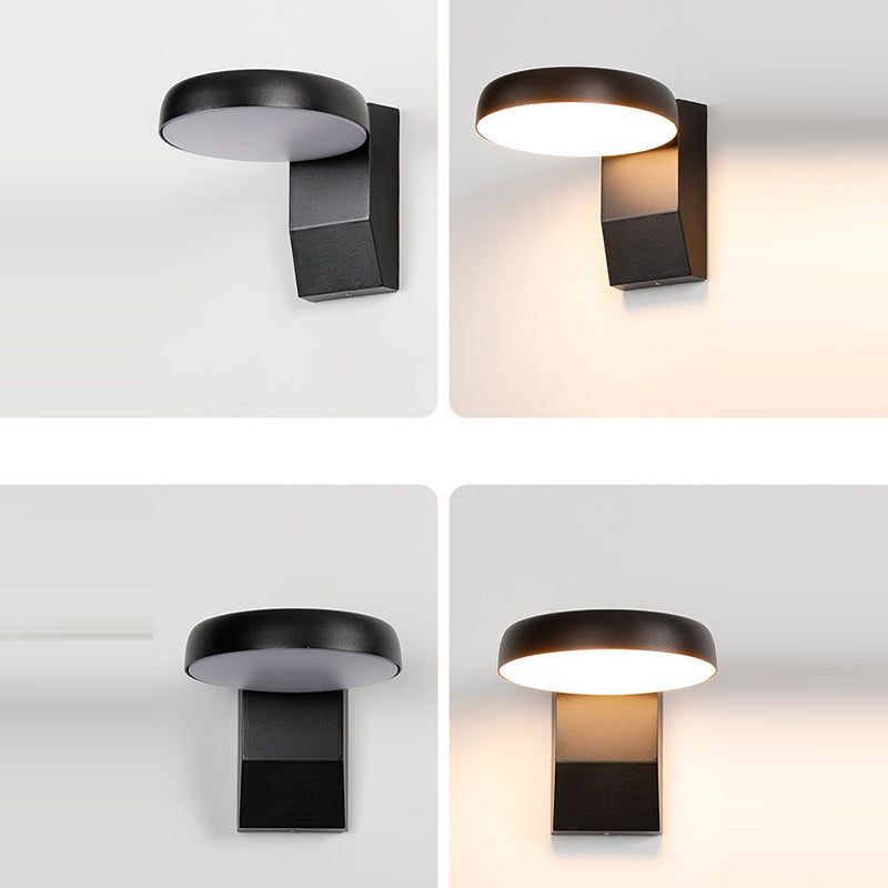 Lampada da parete LED rotonda quadrata in alluminio PC impermeabile rotante minimalista moderna per patio esterno