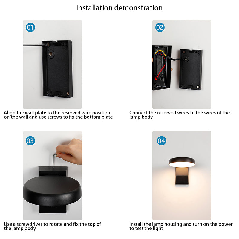 Lampada da parete LED rotonda quadrata in alluminio PC impermeabile rotante minimalista moderna per patio esterno