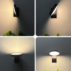Lampada da parete LED rotonda quadrata in alluminio PC impermeabile rotante minimalista moderna per patio esterno