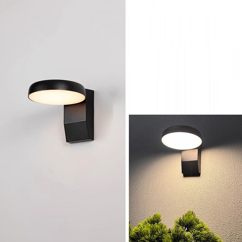 Lampada da parete LED rotonda quadrata in alluminio PC impermeabile rotante minimalista moderna per patio esterno