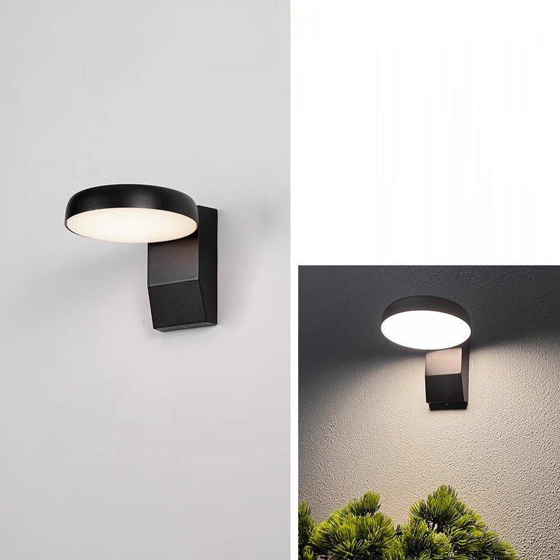 Lampada da parete LED rotonda quadrata in alluminio PC impermeabile rotante minimalista moderna per patio esterno