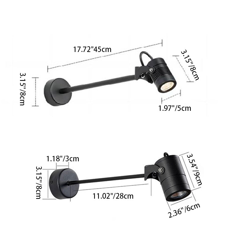 Lampada da parete LED a cilindro lungo regolabile in alluminio impermeabile per esterni, Moderno Semplice