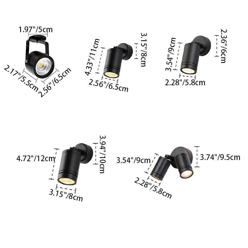 Lampada da parete LED a cilindro lungo regolabile in alluminio impermeabile per esterni, Moderno Semplice