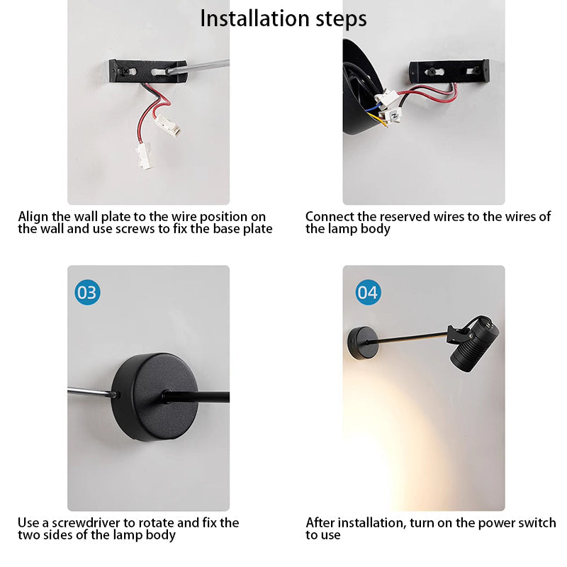 Lampada da parete LED a cilindro lungo regolabile in alluminio impermeabile per esterni, Moderno Semplice