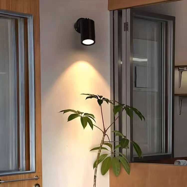 Lampada da parete LED a cilindro lungo regolabile in alluminio impermeabile per esterni, Moderno Semplice