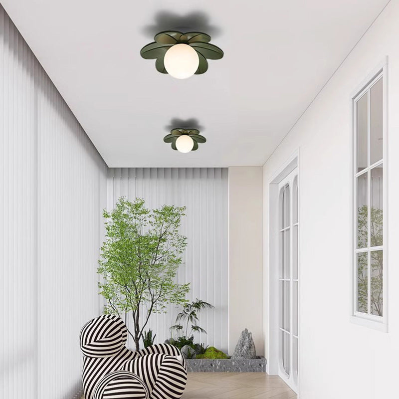 Luce da soffitto semi-incassata a 1 luce in vetro resina metallo fiore contemporaneo scandinavo per corridoio