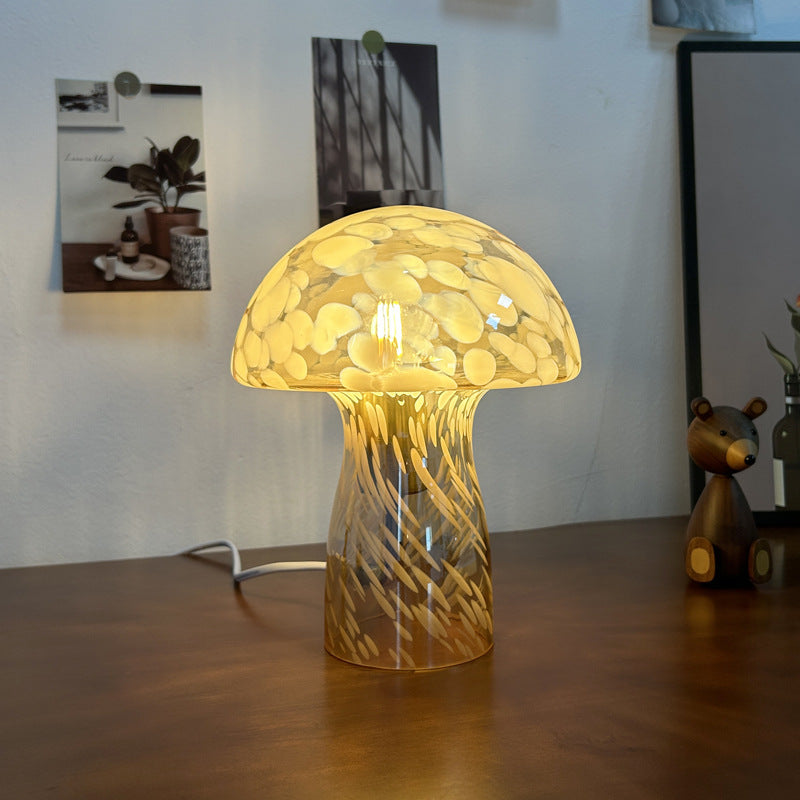 Lampada da Tavolo a Sfera in Vetro Art Deco Moderna per Comodino con 1 Luce