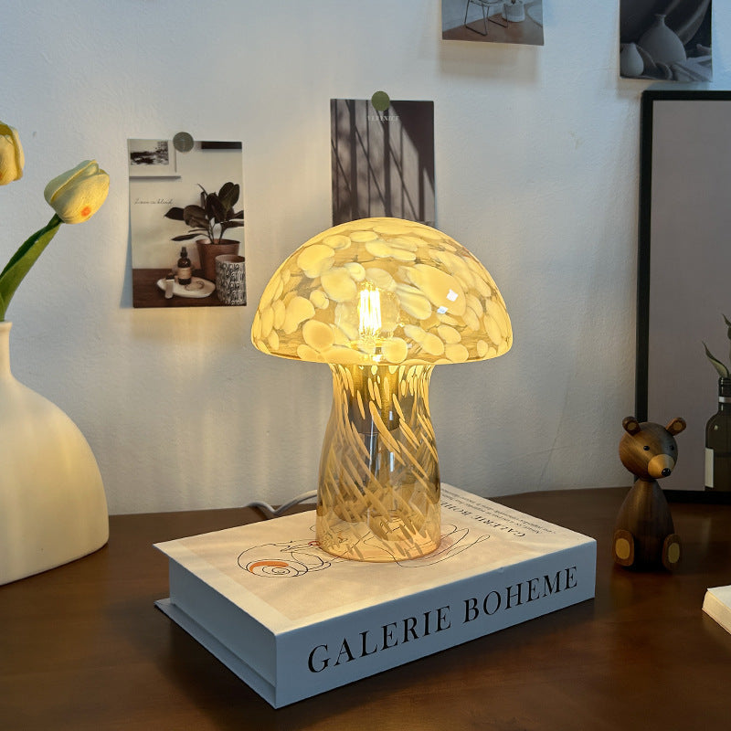Lampada da Tavolo a Sfera in Vetro Art Deco Moderna per Comodino con 1 Luce