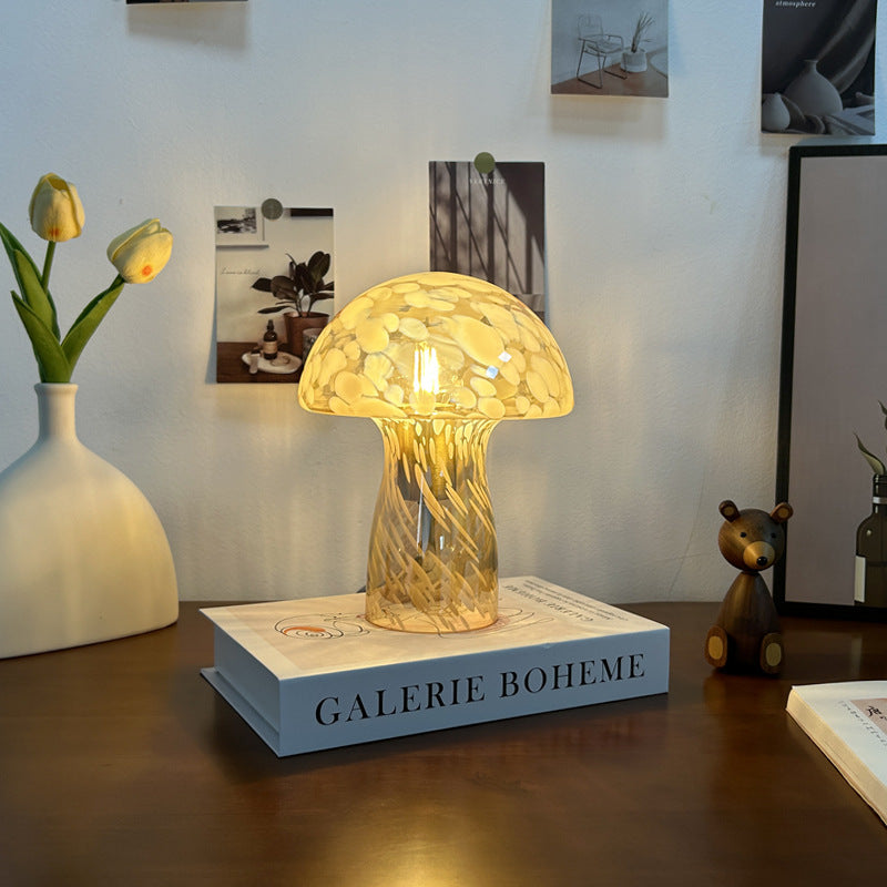 Lampada da Tavolo a Sfera in Vetro Art Deco Moderna per Comodino con 1 Luce