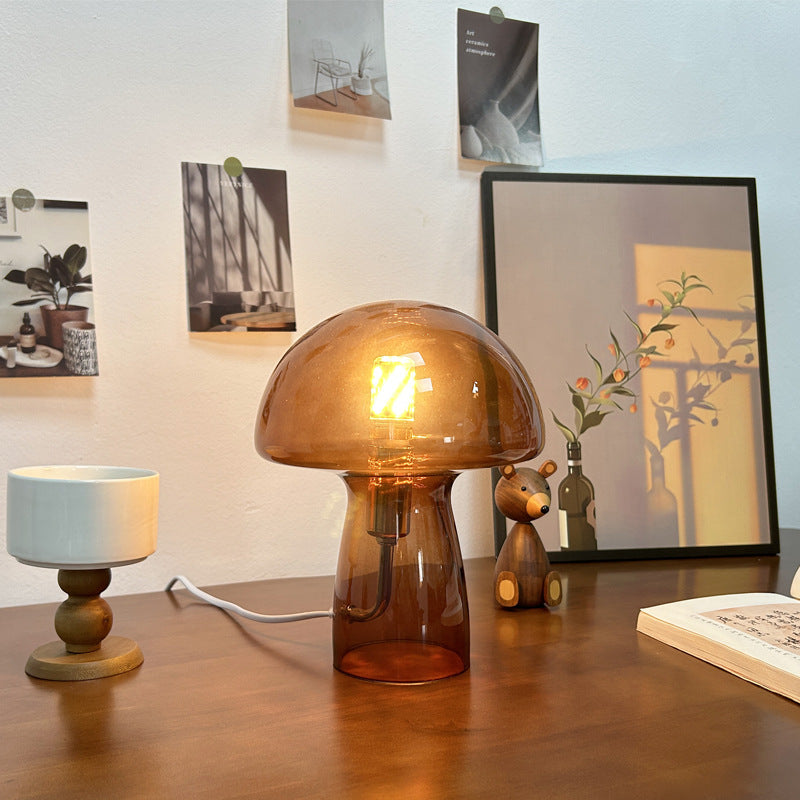 Lampada da Tavolo a Sfera in Vetro Art Deco Moderna per Comodino con 1 Luce