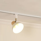Ciotola Rotonda in Ferro e Legno Nordico Contemporaneo Regolabile 1/2/3/4/5 Illuminazione a Binario Semi-Sospesa per Sala da Pranzo