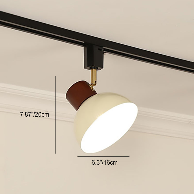 Ciotola Rotonda in Ferro e Legno Nordico Contemporaneo Regolabile 1/2/3/4/5 Illuminazione a Binario Semi-Sospesa per Sala da Pranzo
