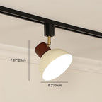 Ciotola Rotonda in Ferro e Legno Nordico Contemporaneo Regolabile 1/2/3/4/5 Illuminazione a Binario Semi-Sospesa per Sala da Pranzo