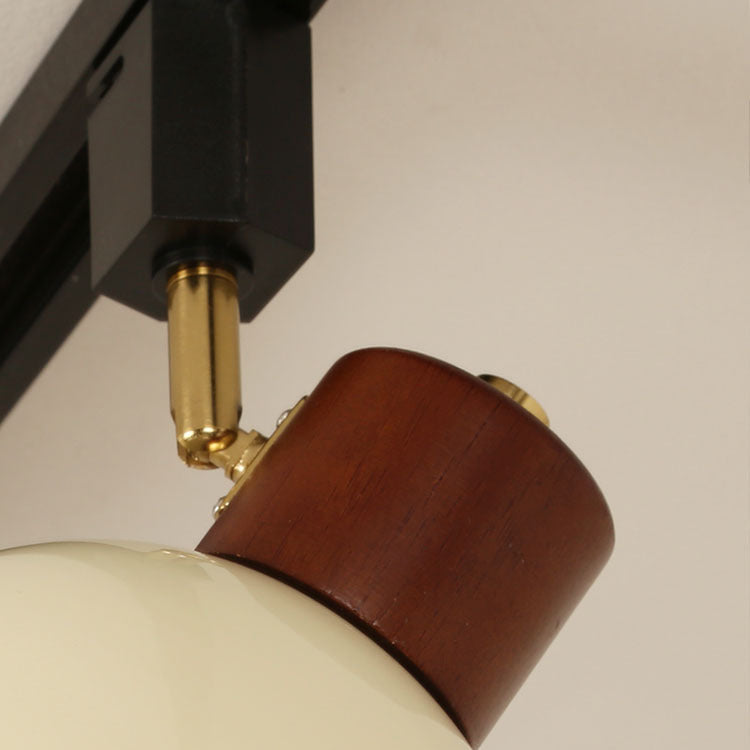 Ciotola Rotonda in Ferro e Legno Nordico Contemporaneo Regolabile 1/2/3/4/5 Illuminazione a Binario Semi-Sospesa per Sala da Pranzo