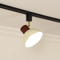 Ciotola Rotonda in Ferro e Legno Nordico Contemporaneo Regolabile 1/2/3/4/5 Illuminazione a Binario Semi-Sospesa per Sala da Pranzo
