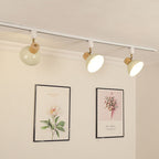 Ciotola Rotonda in Ferro e Legno Nordico Contemporaneo Regolabile 1/2/3/4/5 Illuminazione a Binario Semi-Sospesa per Sala da Pranzo