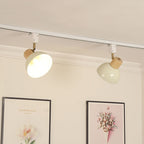 Ciotola Rotonda in Ferro e Legno Nordico Contemporaneo Regolabile 1/2/3/4/5 Illuminazione a Binario Semi-Sospesa per Sala da Pranzo