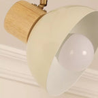 Ciotola Rotonda in Ferro e Legno Nordico Contemporaneo Regolabile 1/2/3/4/5 Illuminazione a Binario Semi-Sospesa per Sala da Pranzo