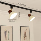 Ciotola Rotonda in Ferro e Legno Nordico Contemporaneo Regolabile 1/2/3/4/5 Illuminazione a Binario Semi-Sospesa per Sala da Pranzo