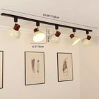 Ciotola Rotonda in Ferro e Legno Nordico Contemporaneo Regolabile 1/2/3/4/5 Illuminazione a Binario Semi-Sospesa per Sala da Pranzo