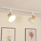 Ciotola Rotonda in Ferro e Legno Nordico Contemporaneo Regolabile 1/2/3/4/5 Illuminazione a Binario Semi-Sospesa per Sala da Pranzo