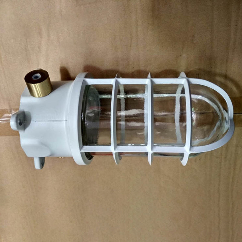 Lampada da soffitto semi-incassata in alluminio industriale contemporaneo, impermeabile, con cilindro in vetro, 1 luce, per esterni e patio
