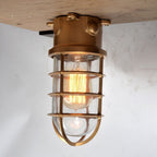 Lampada da soffitto semi-incassata in alluminio industriale contemporaneo, impermeabile, con cilindro in vetro, 1 luce, per esterni e patio
