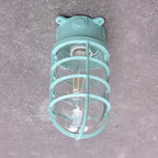 Lampada da soffitto semi-incassata in alluminio industriale contemporaneo, impermeabile, con cilindro in vetro, 1 luce, per esterni e patio