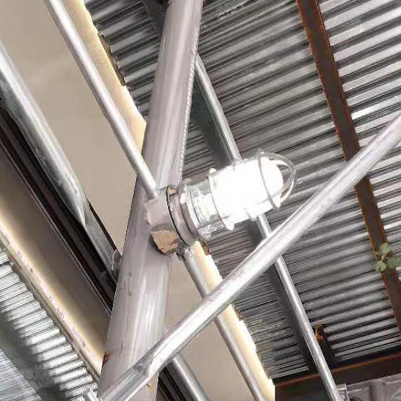Lampada da soffitto semi-incassata in alluminio industriale contemporaneo, impermeabile, con cilindro in vetro, 1 luce, per esterni e patio