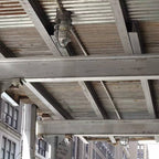 Lampada da soffitto semi-incassata in alluminio industriale contemporaneo, impermeabile, con cilindro in vetro, 1 luce, per esterni e patio