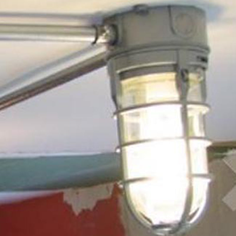 Lampada da soffitto semi-incassata in alluminio industriale contemporaneo, impermeabile, con cilindro in vetro, 1 luce, per esterni e patio