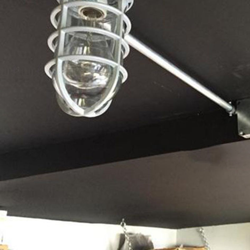 Lampada da soffitto semi-incassata in alluminio industriale contemporaneo, impermeabile, con cilindro in vetro, 1 luce, per esterni e patio